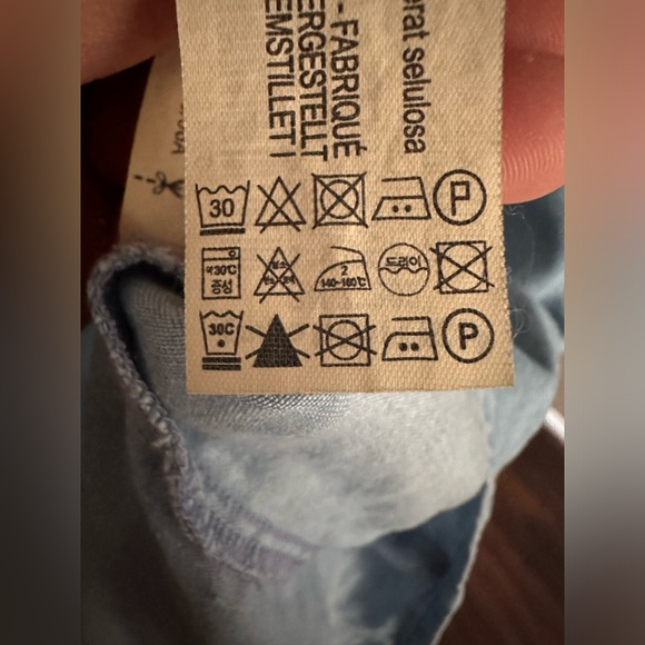 Zara premium denim collection chambray relax fit v neck boho top - Picture 8 of 8